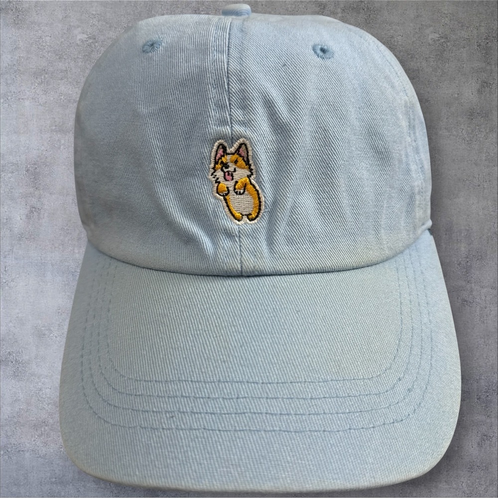 City Hunter USA Welsh Corgi Embroidered Dad Hat Light Blue Adjustable 6 Panel